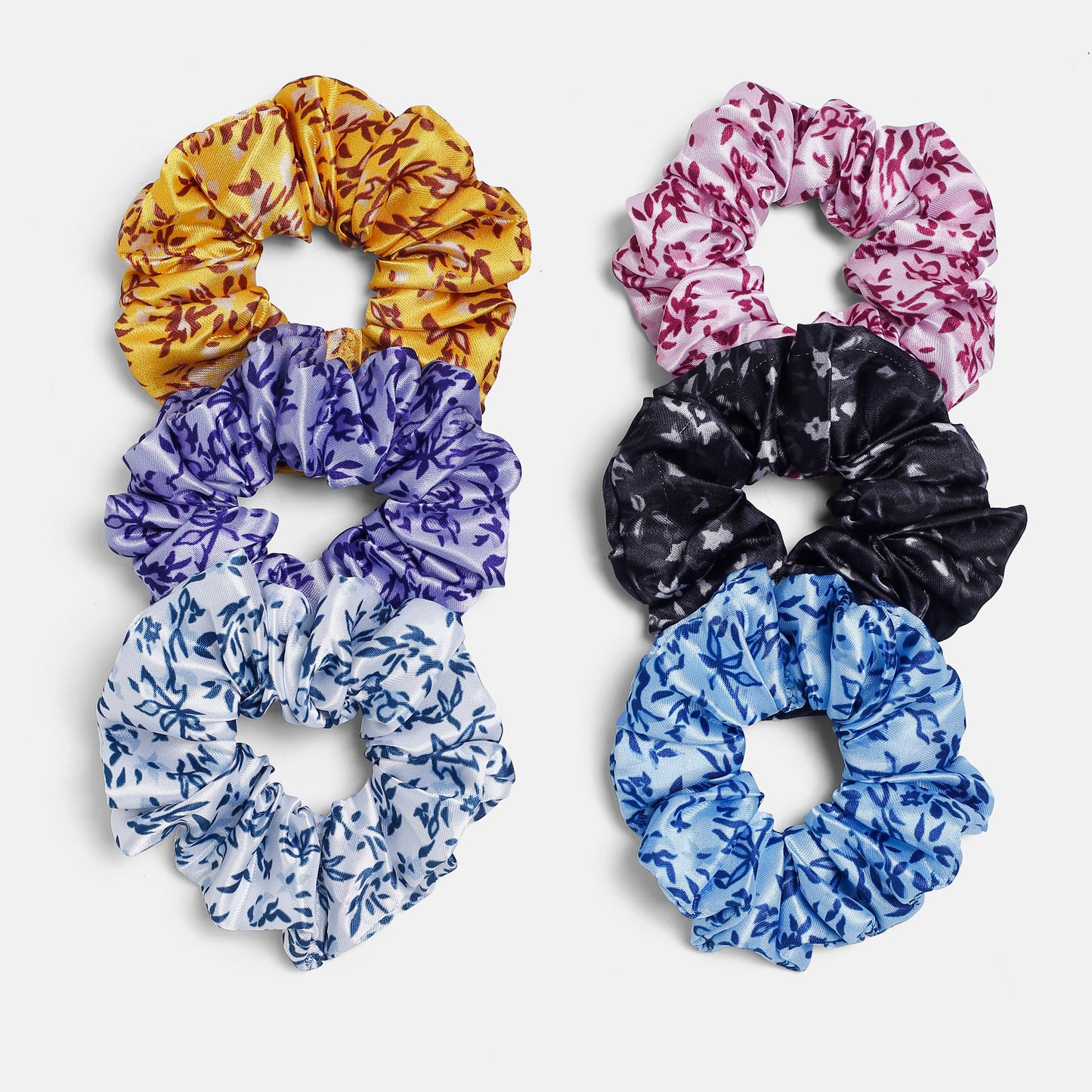 Flower printed Rubber band printed Scrunchies set of 6 pc