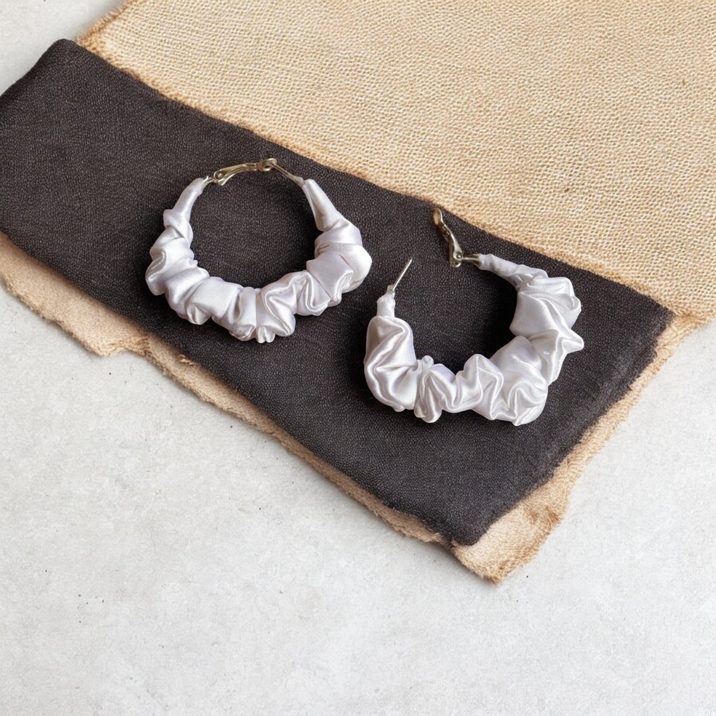 Calm White Scrunchie Hoop earring