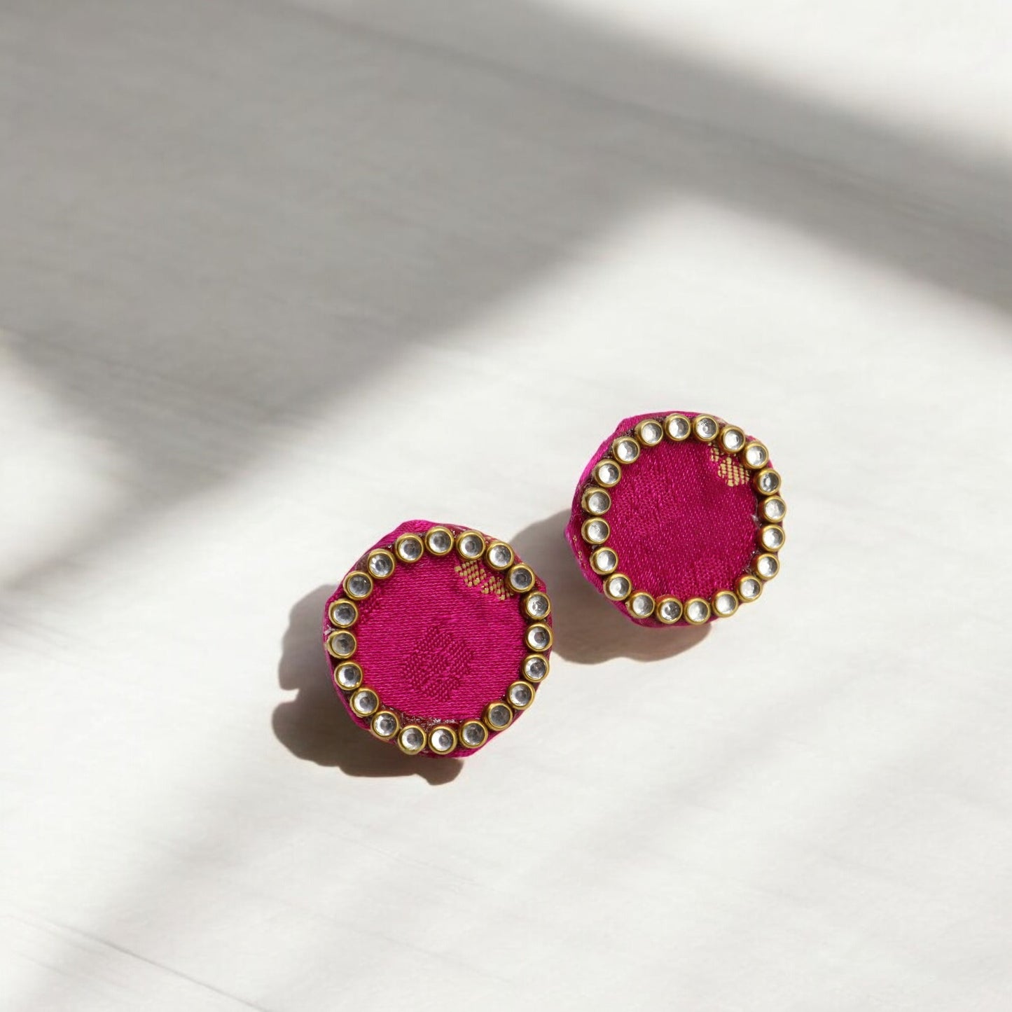Silk Fabric Top Round Earring