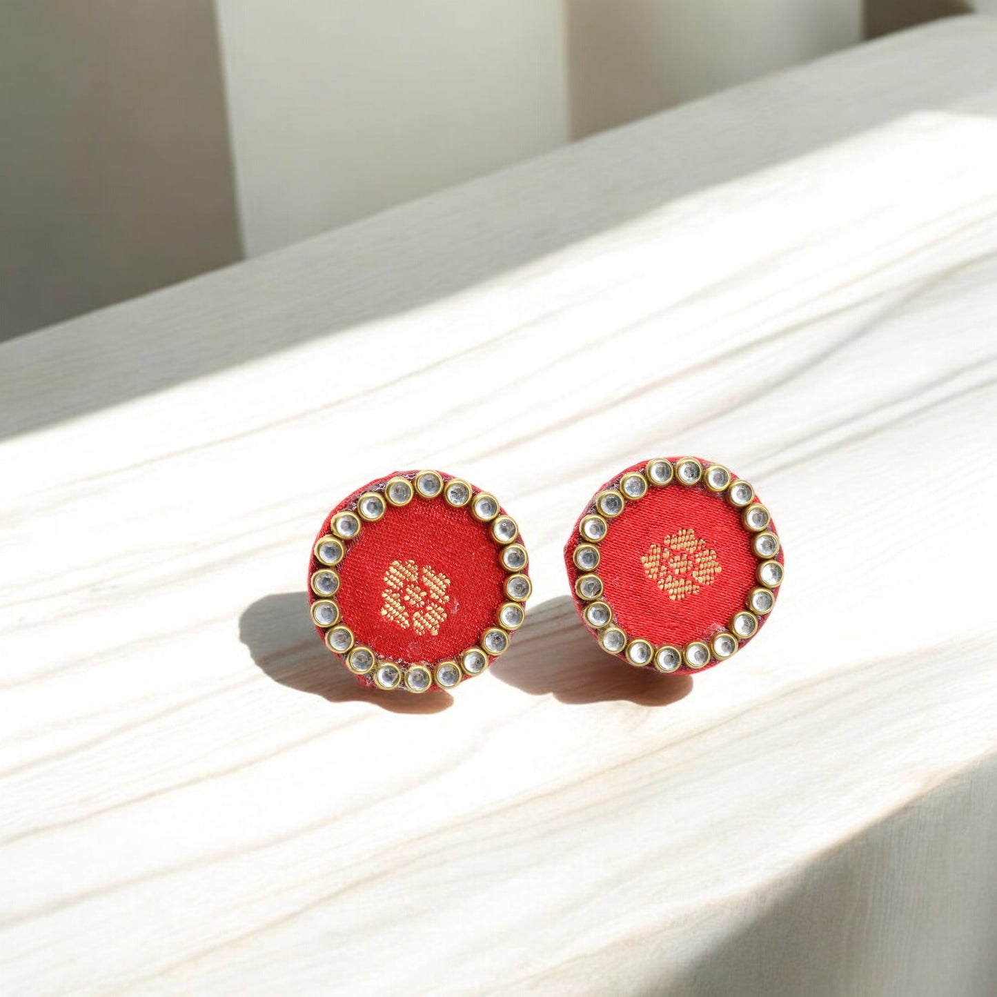 Silk Fabric Top Round Earring