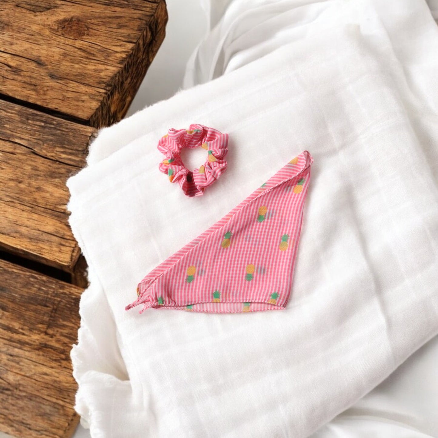 Georgette Scarf Scrunchie Pineapple