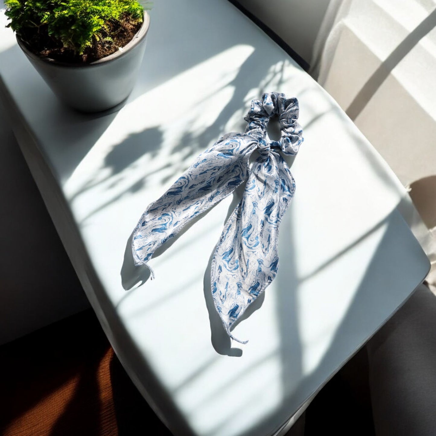 Silk Satin Scarf Scrunchie – Marble