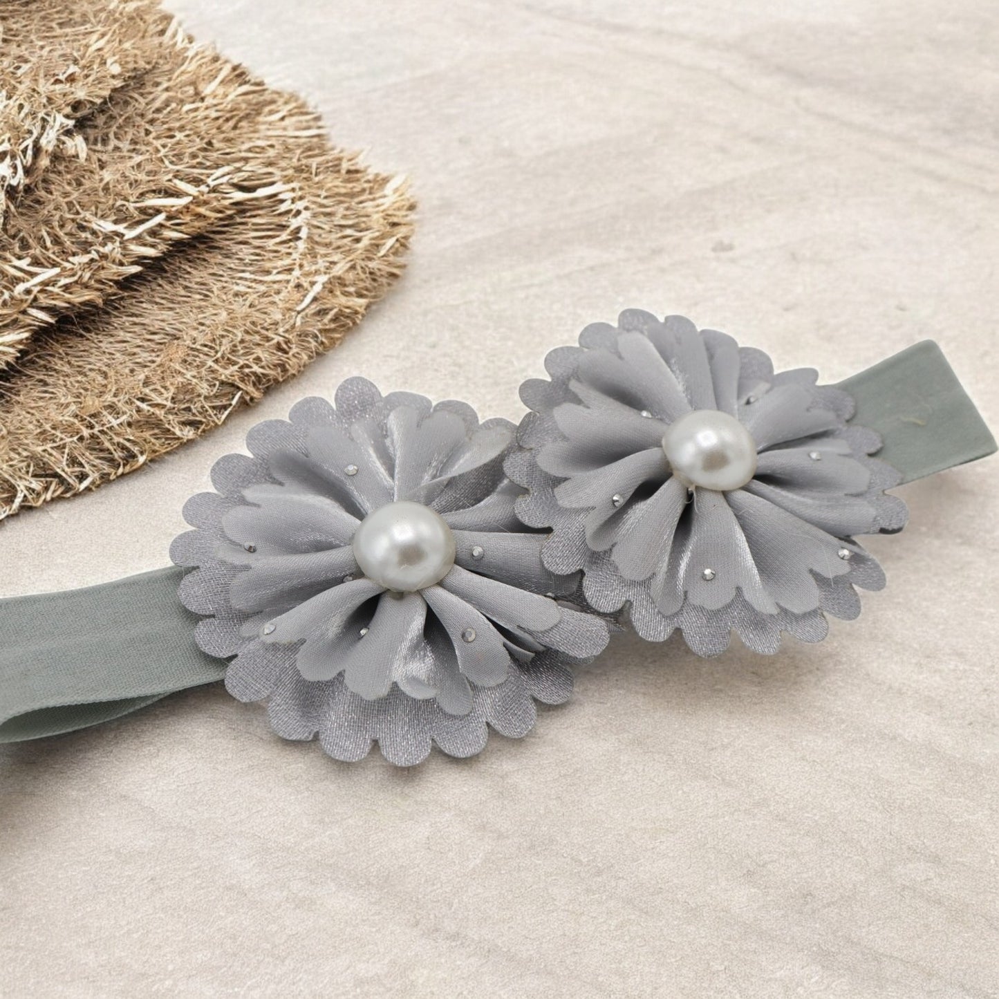 Baby Hairband with Two Petite Flowers