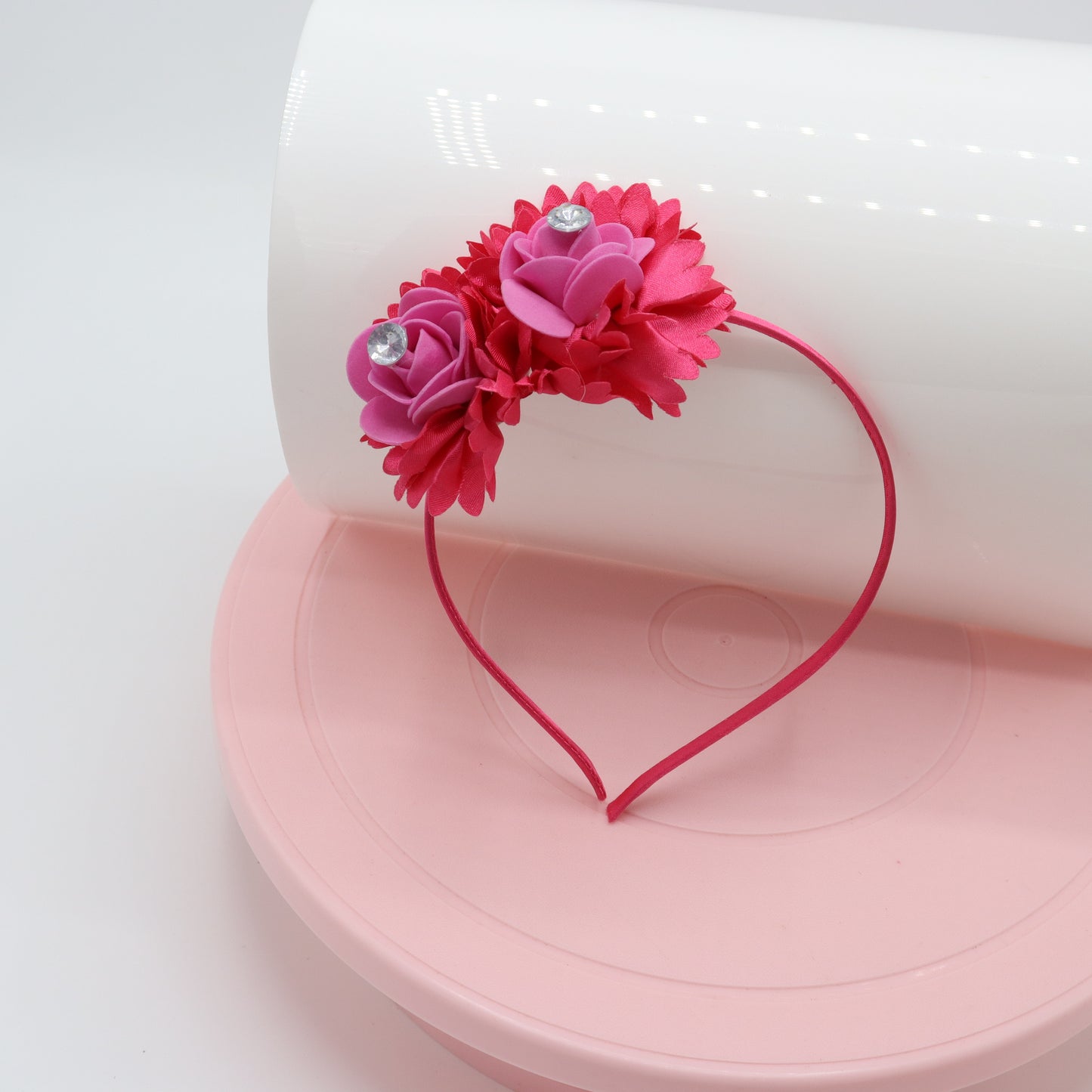 Hot Pink Glow Double Bloom Baby Headband