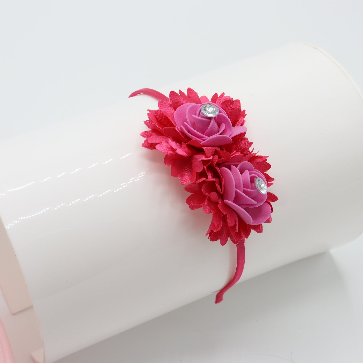Hot Pink Glow Double Bloom Baby Headband