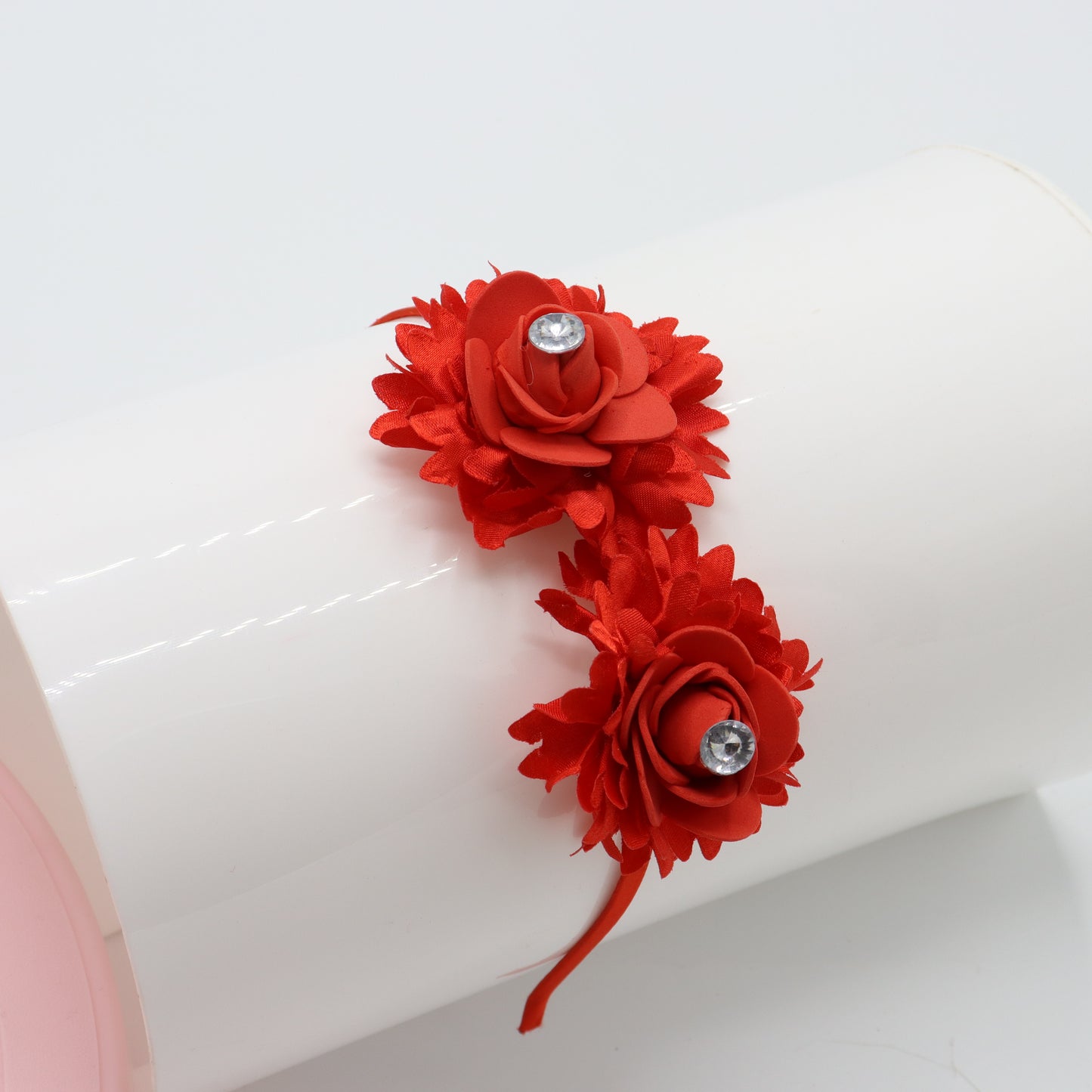 Classic Red Charm Double Bloom Baby Headband