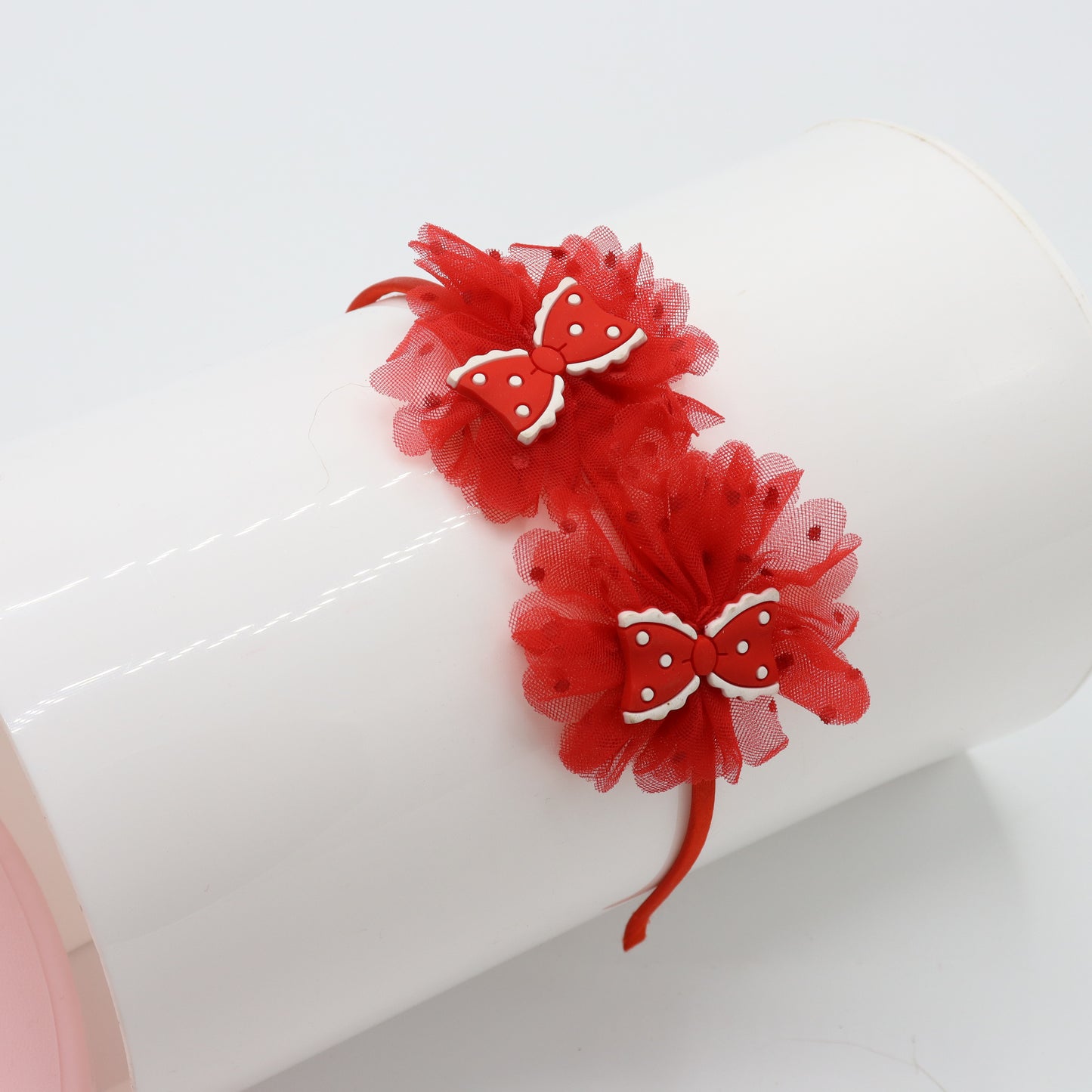 Polka Bow Circle Baby Headband