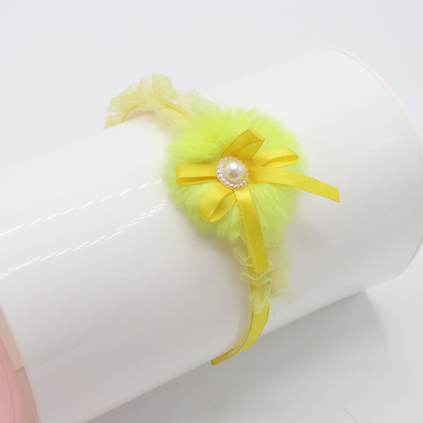 Pearl Ribbon Bloom Baby Headband Yellow