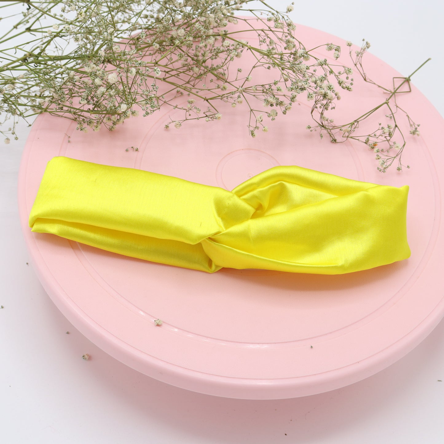 Silk Satin Knot Hairband- Yellow