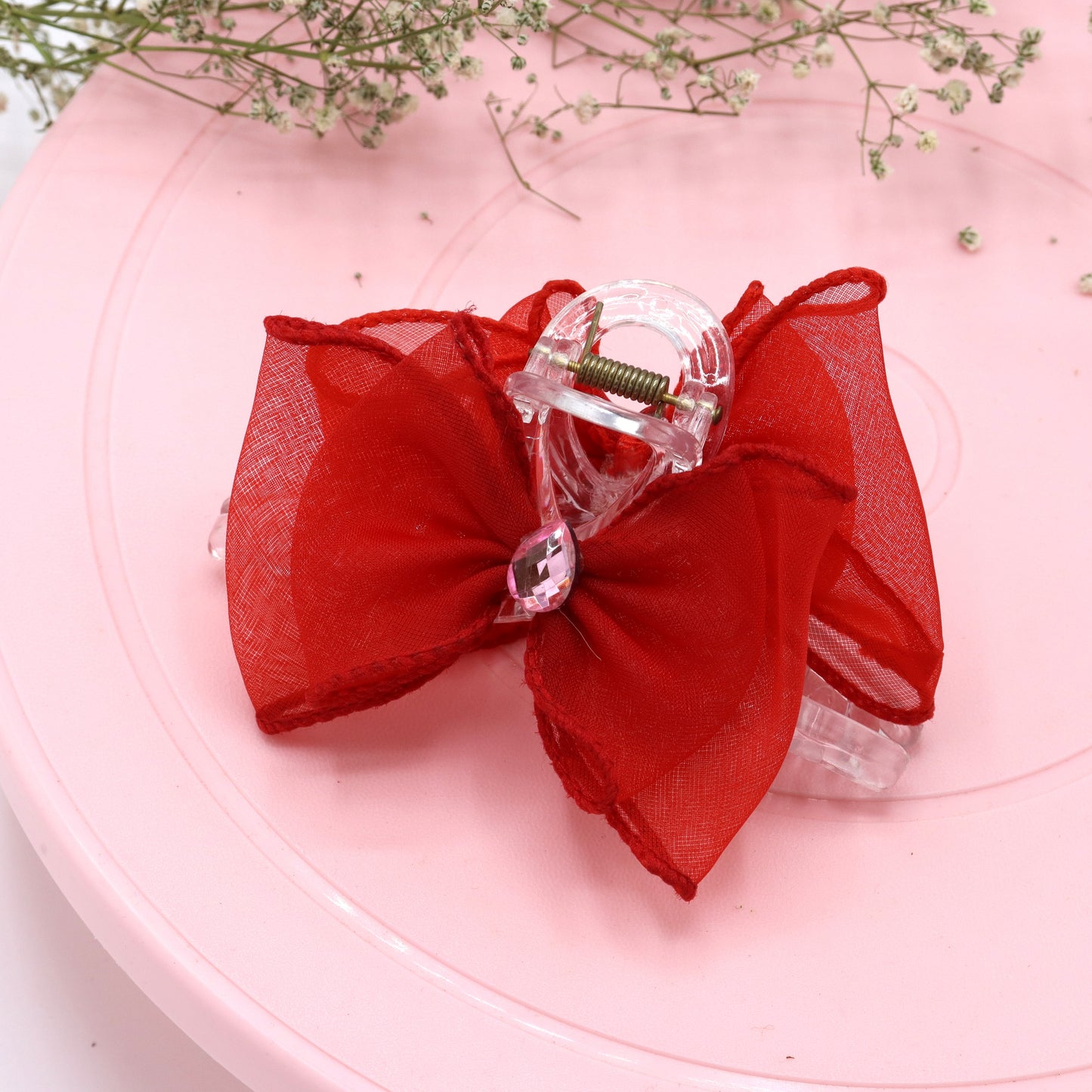 Red Bow Clutcher Elegant Fabric Design for Hair Styling