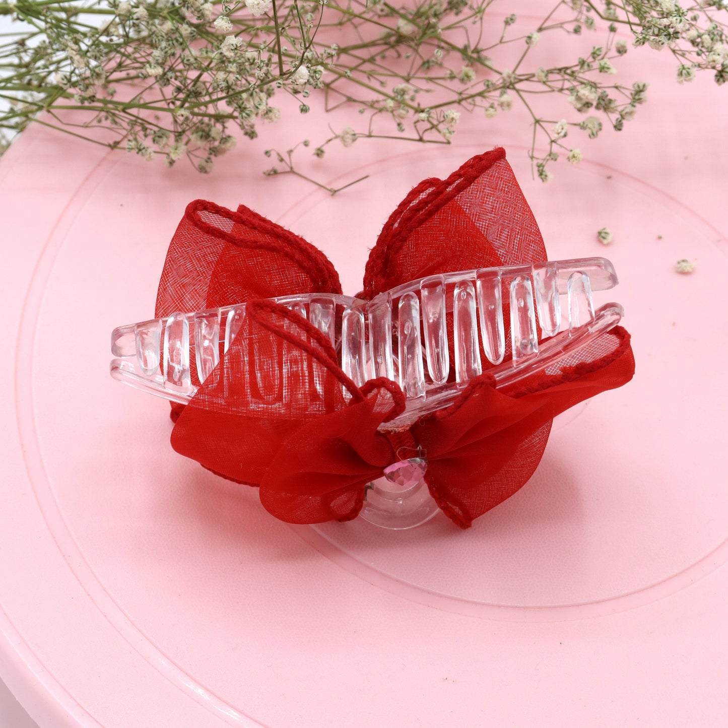 Red Bow Clutcher Elegant Fabric Design for Hair Styling