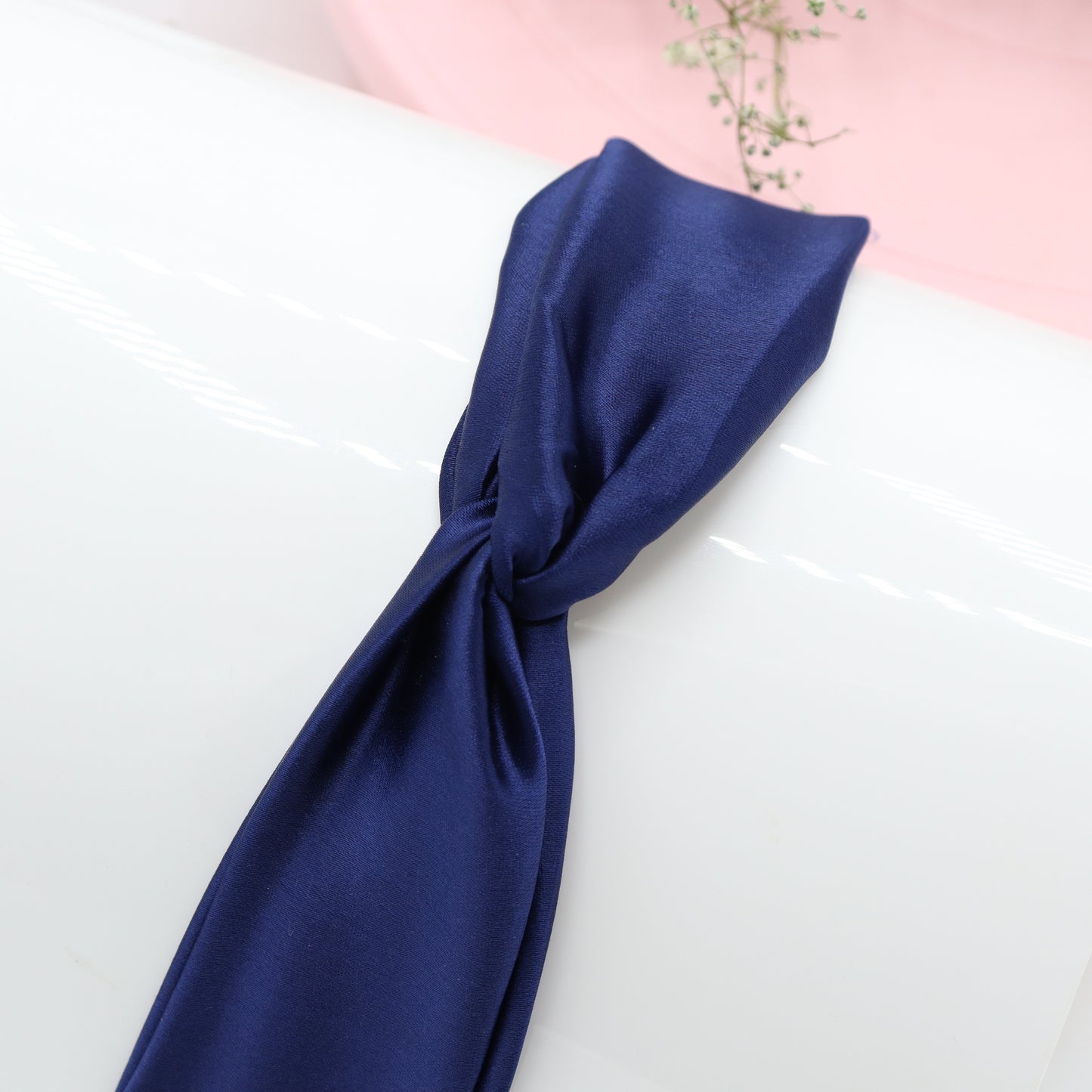 Silk Satin Knot Hairband- Navy Blue