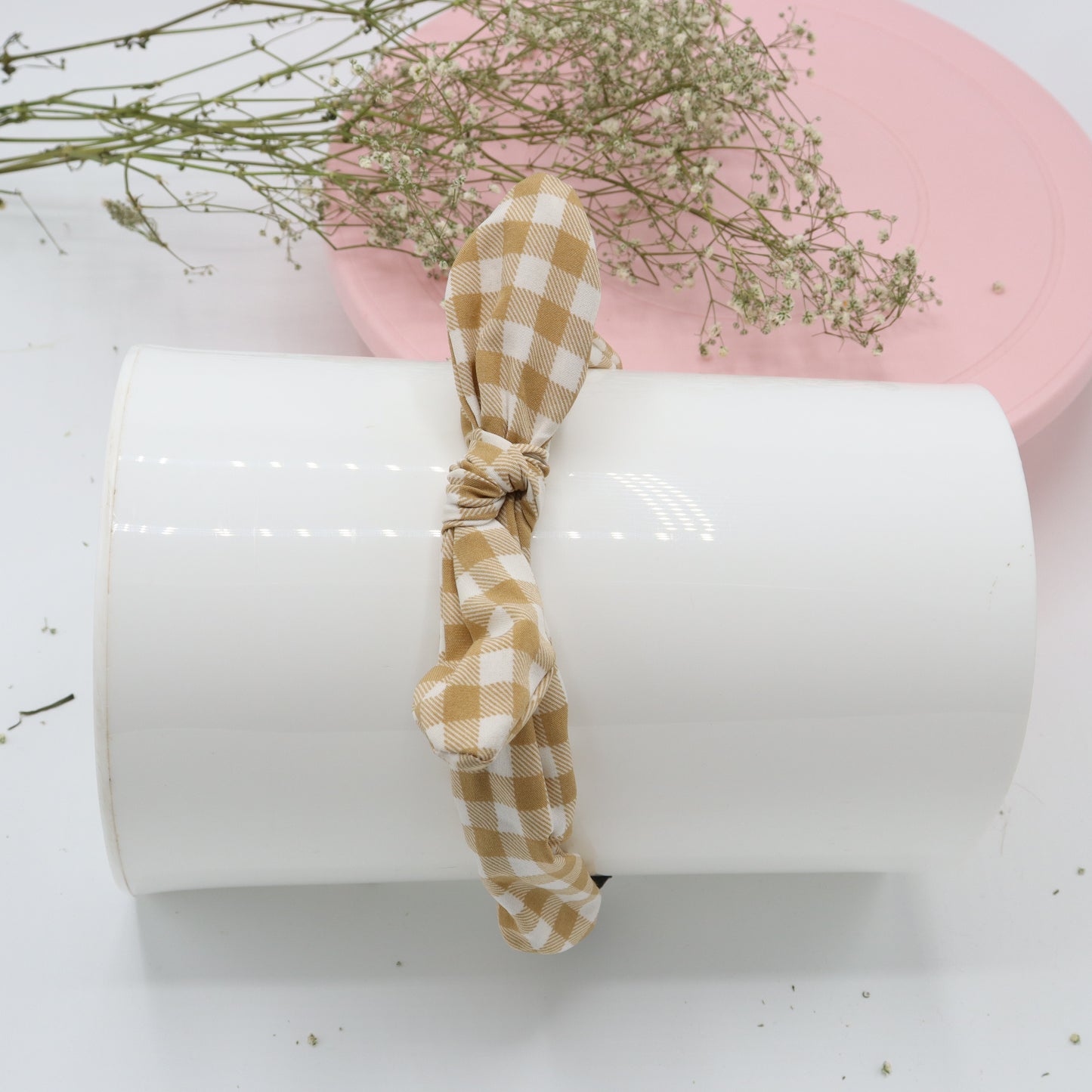 Golden Check Cotton Headband
