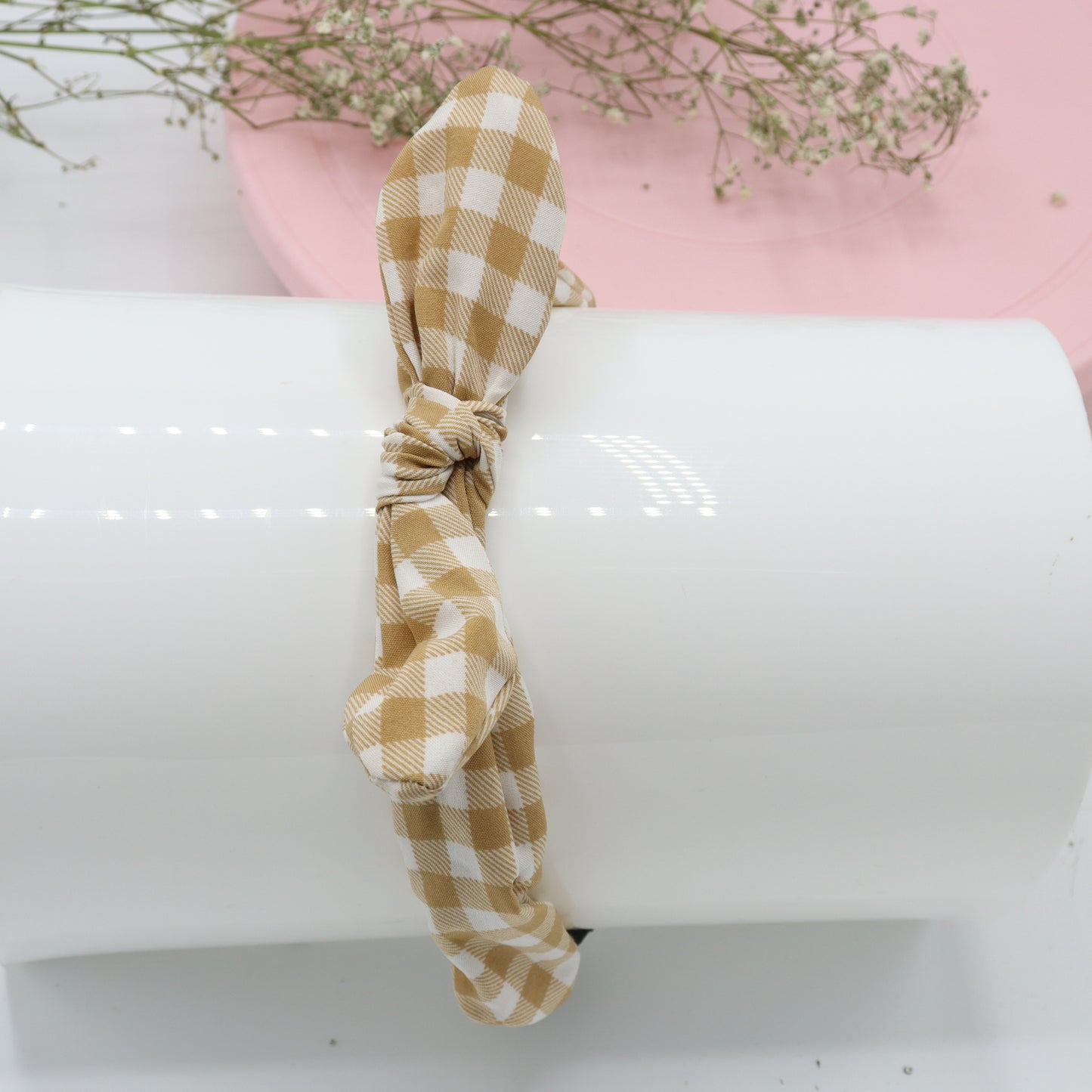 Golden Check Cotton Headband
