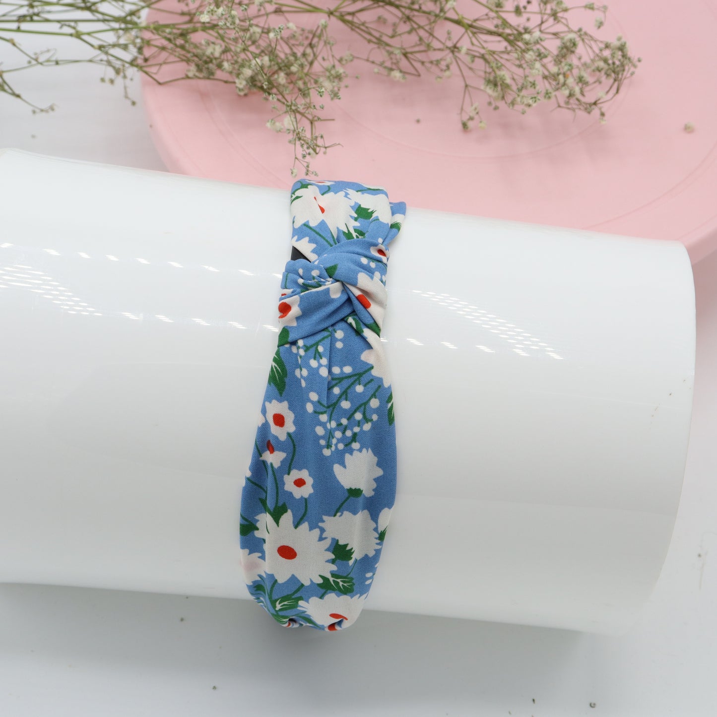 Water Blue Floral Cotton Headband