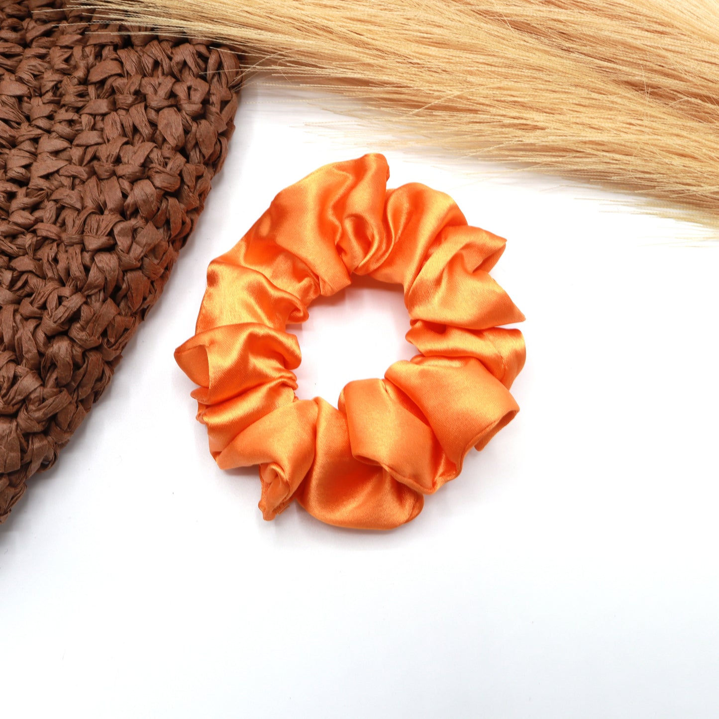 Vora Medium Silk Satin Scrunchie - Red yellow Shade