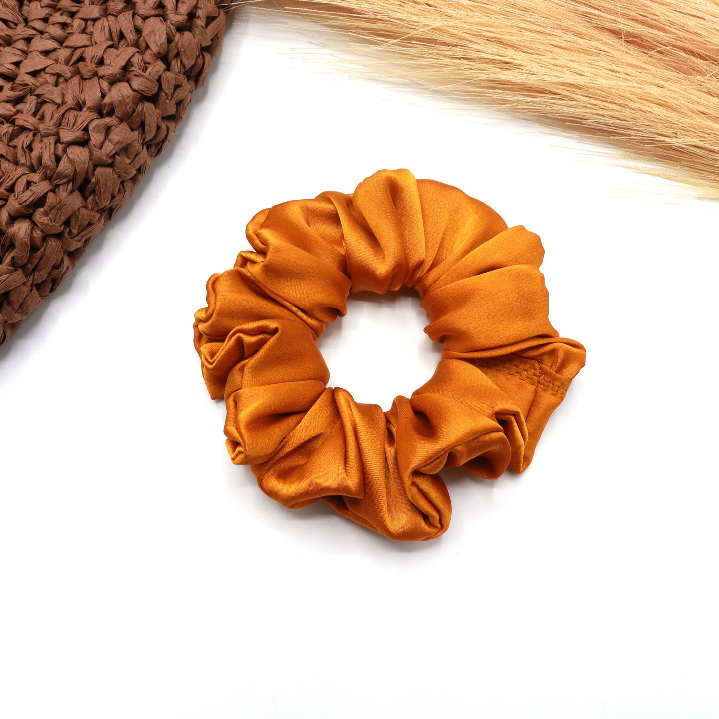 Vora Medium Silk Satin Scrunchie - Red yellow Shade