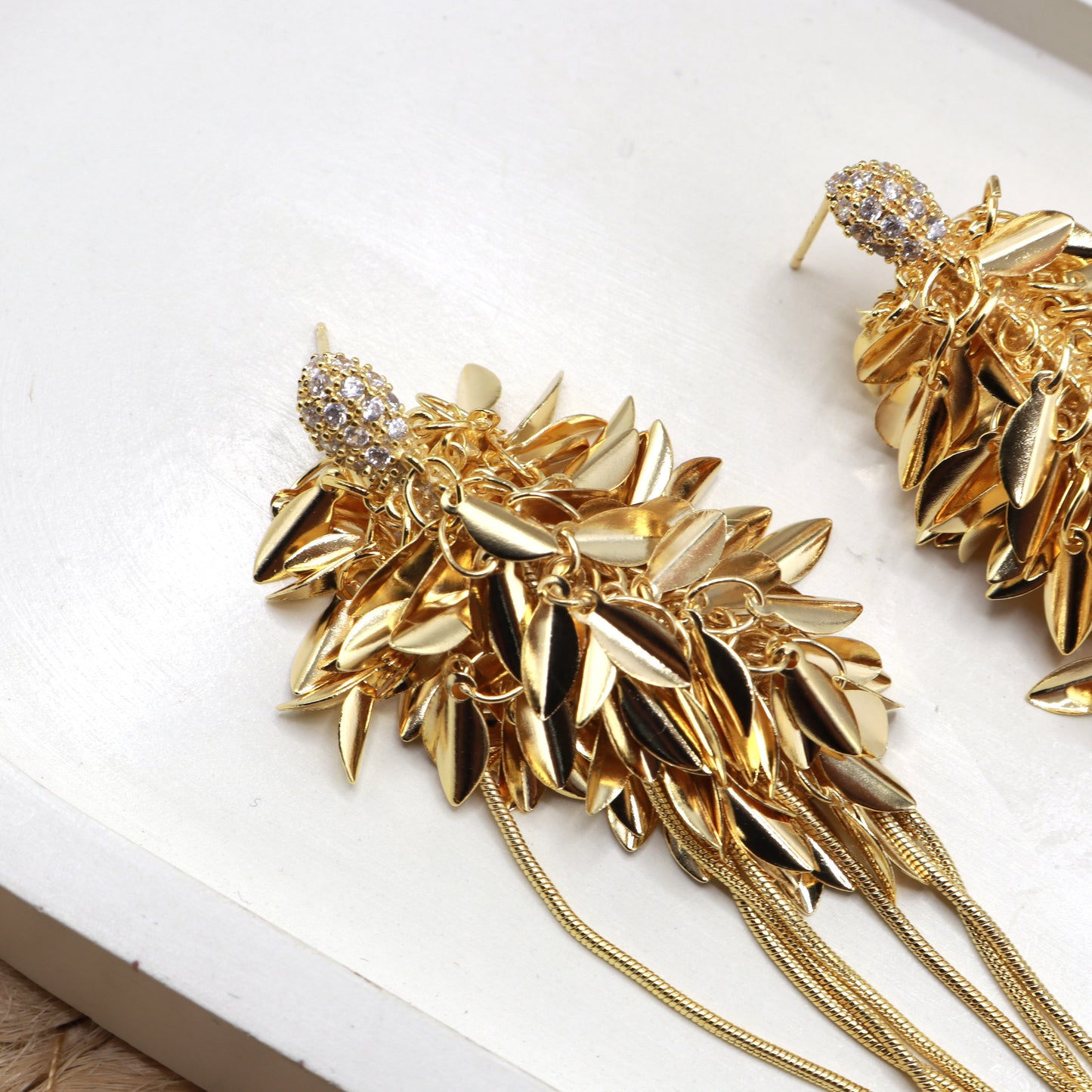 Elegant Party-Wear Drop Earrings Stainless Steel Leaf Earring