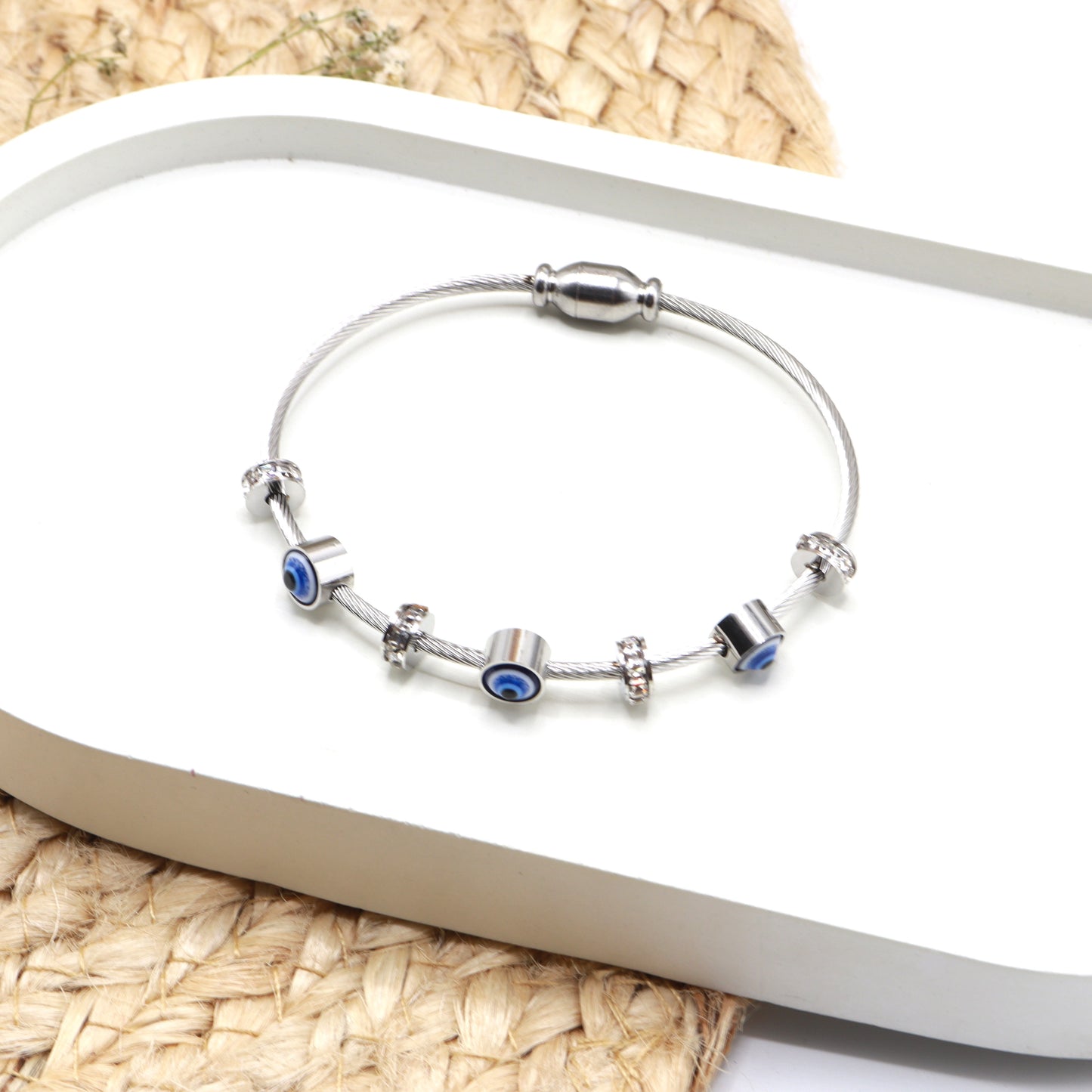 Evil eye stainless steel plated gold 18 k never change color waterproof bracelet