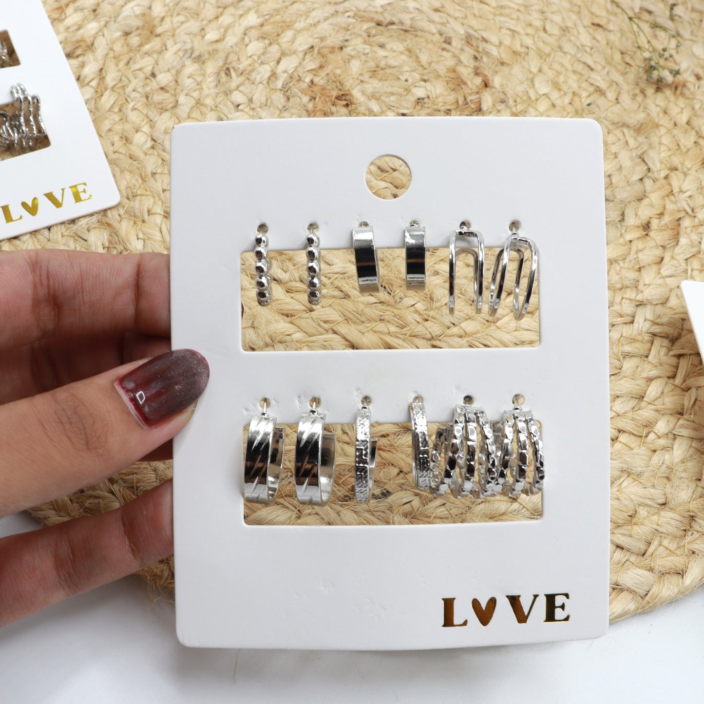 6-Pair Silver Earrings Set for Women & Girls