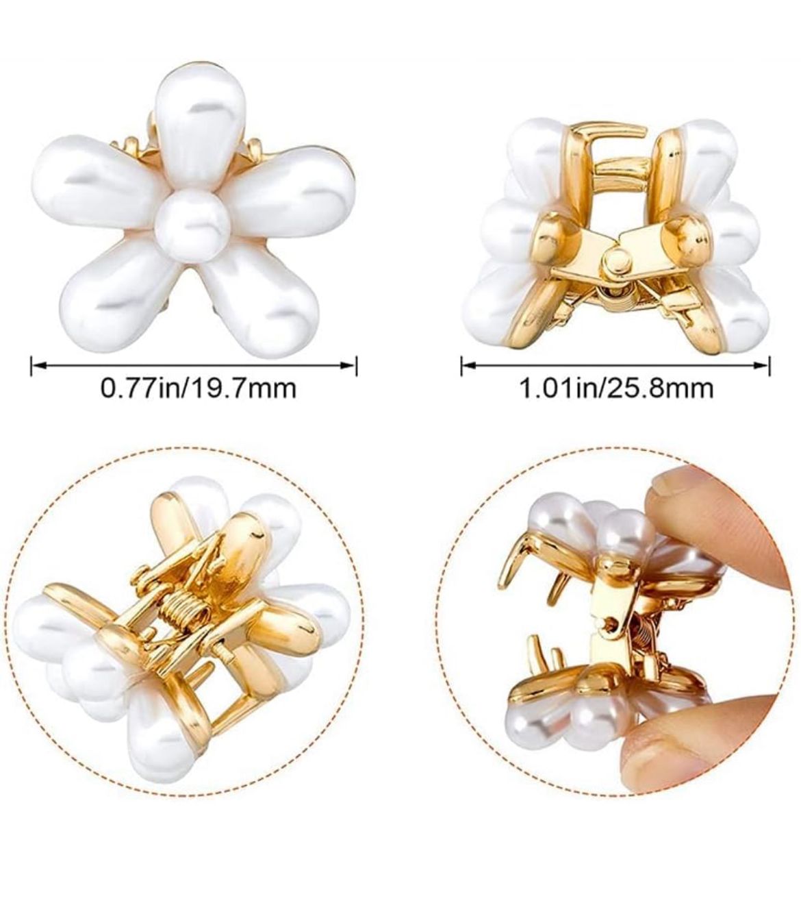 Daisy Pearl Hair Clutcher Set of 4