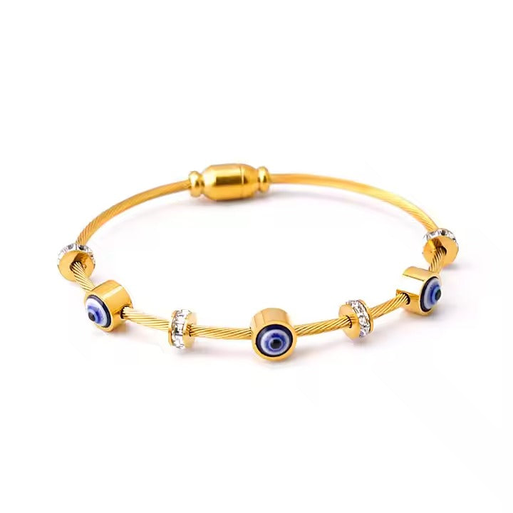 Evil eye stainless steel plated gold 18 k never change color waterproof bracelet