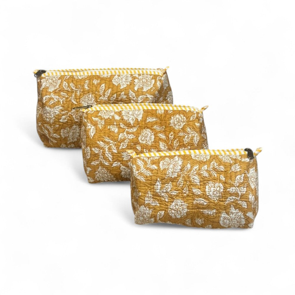 Floral Quilted Utility Pouch Set