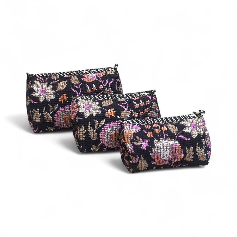 Floral Quilted Utility Pouch Set