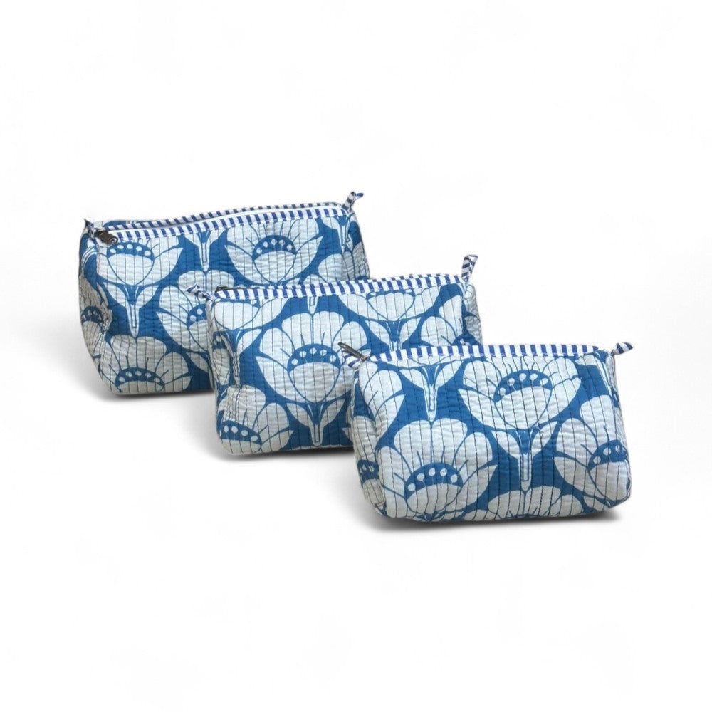 Floral Quilted Utility Pouch Set