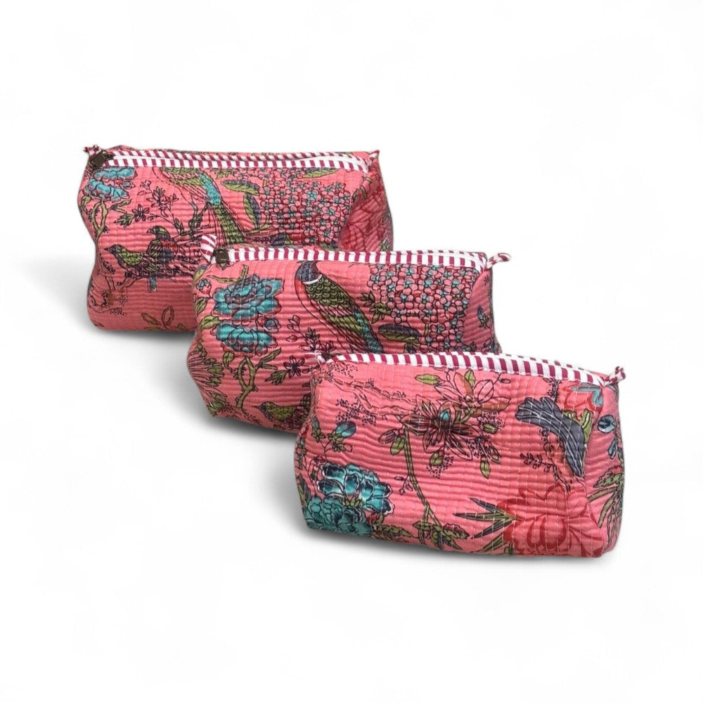 Floral Quilted Utility Pouch Set