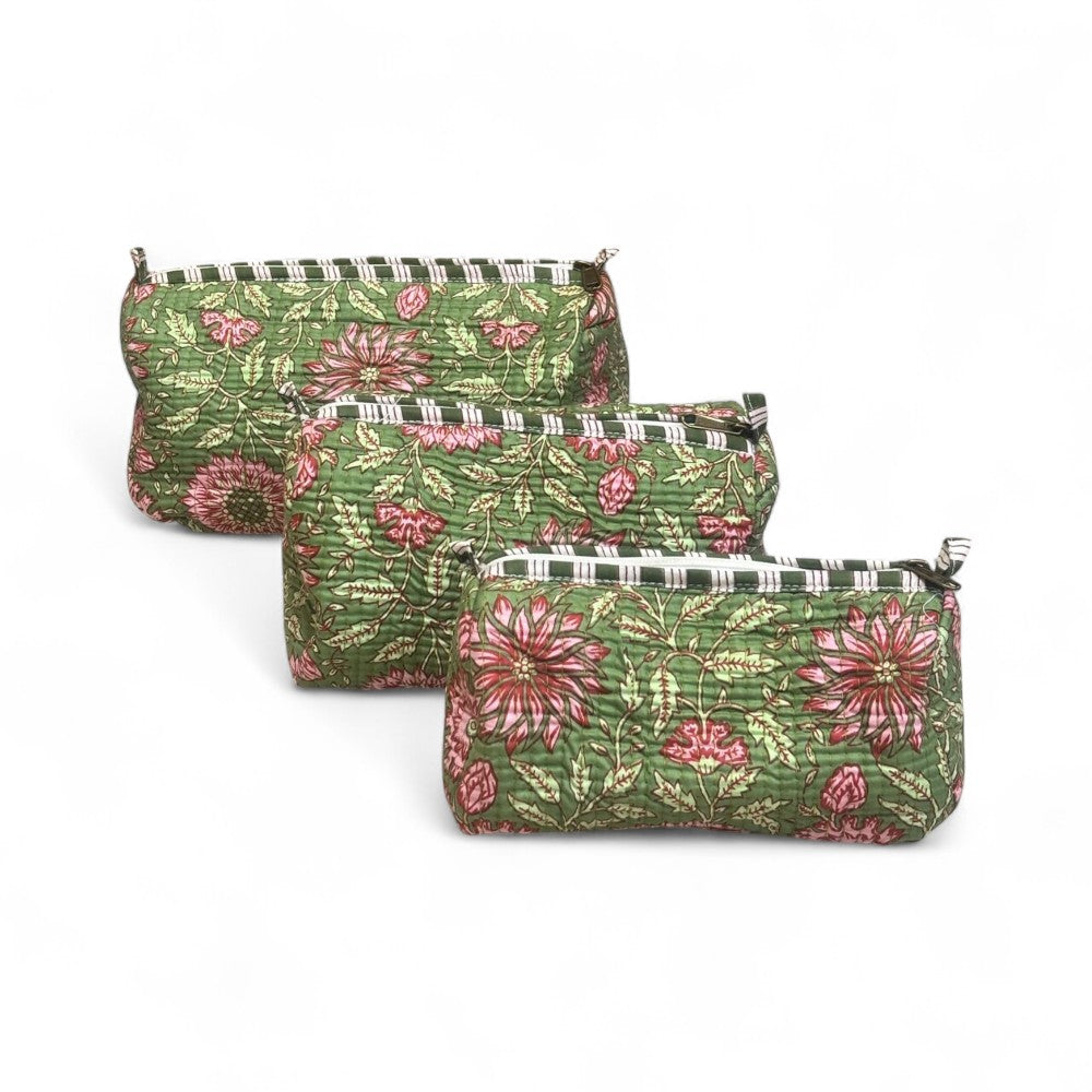 Floral Quilted Utility Pouch Set