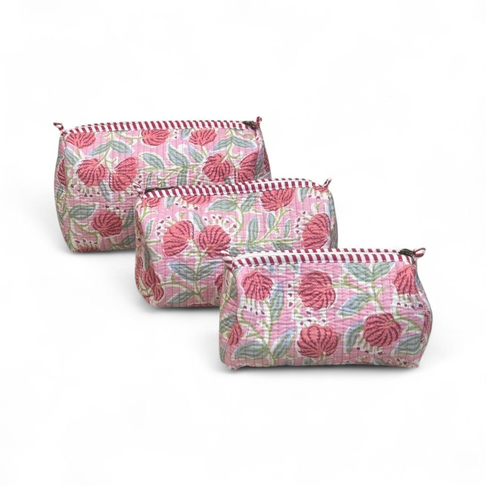 Floral Quilted Utility Pouch Set