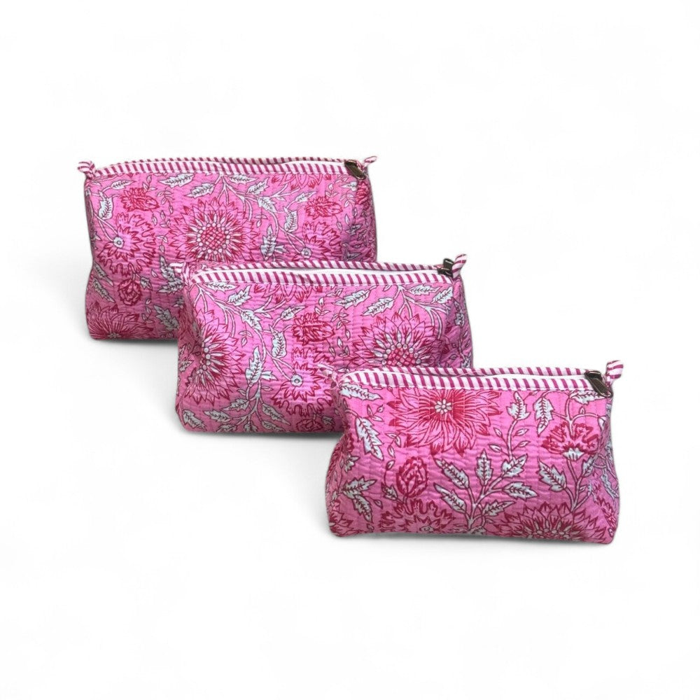 Floral Quilted Utility Pouch Set