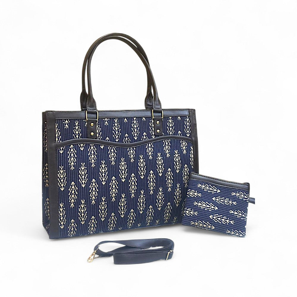 Wavy Tote with Pouch bag