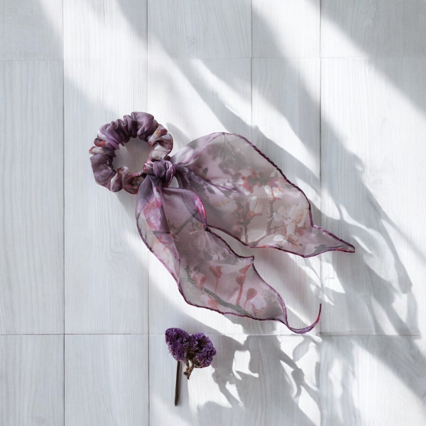 Organza Printed Scarf Scrunchie