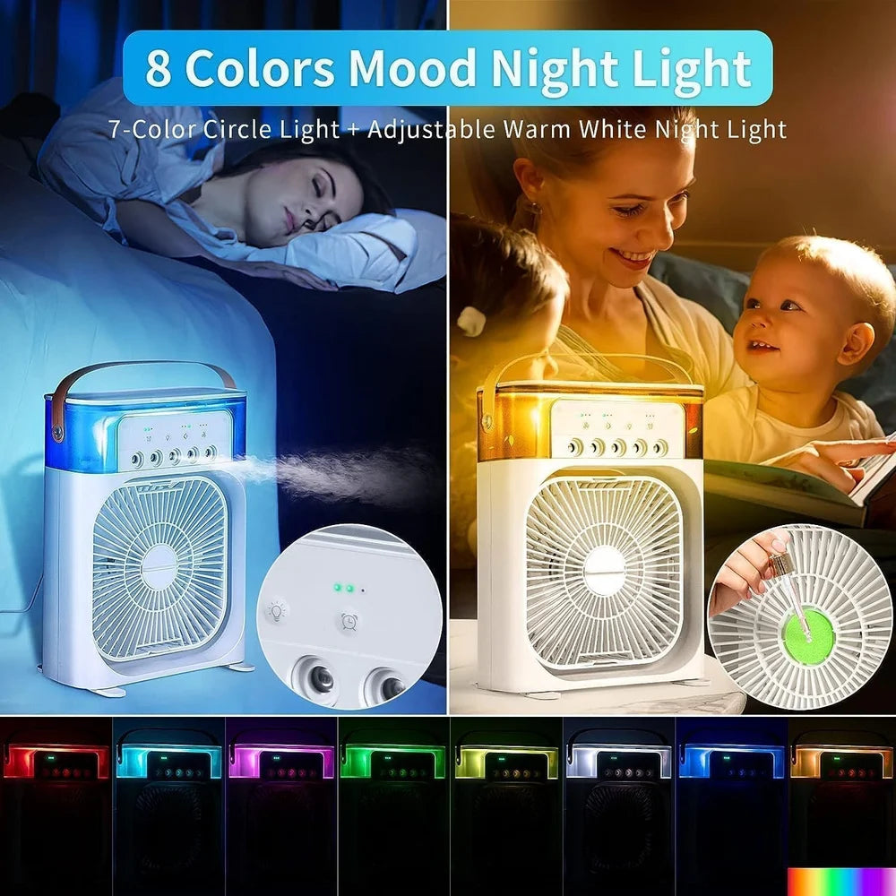 Mini Cooler Fan with 7-Color LED Light
