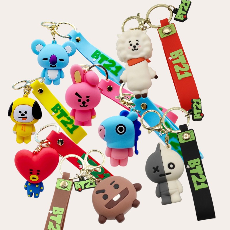 BTS Silicon Rubber L size with wristlet Keychain