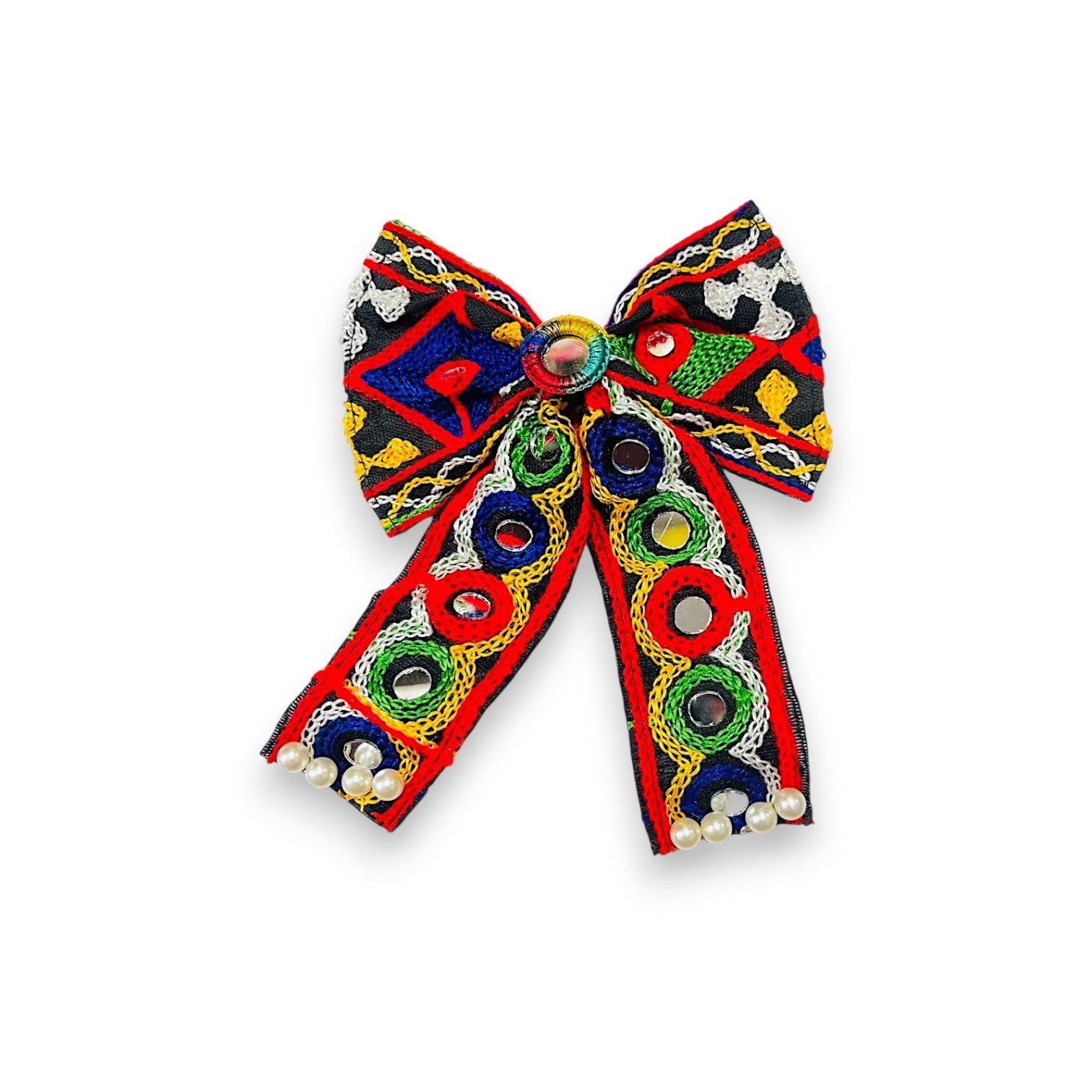 Embroidered Bow Tie Hair Clip
