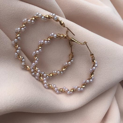 Round Shape Pearl Korean Earrings