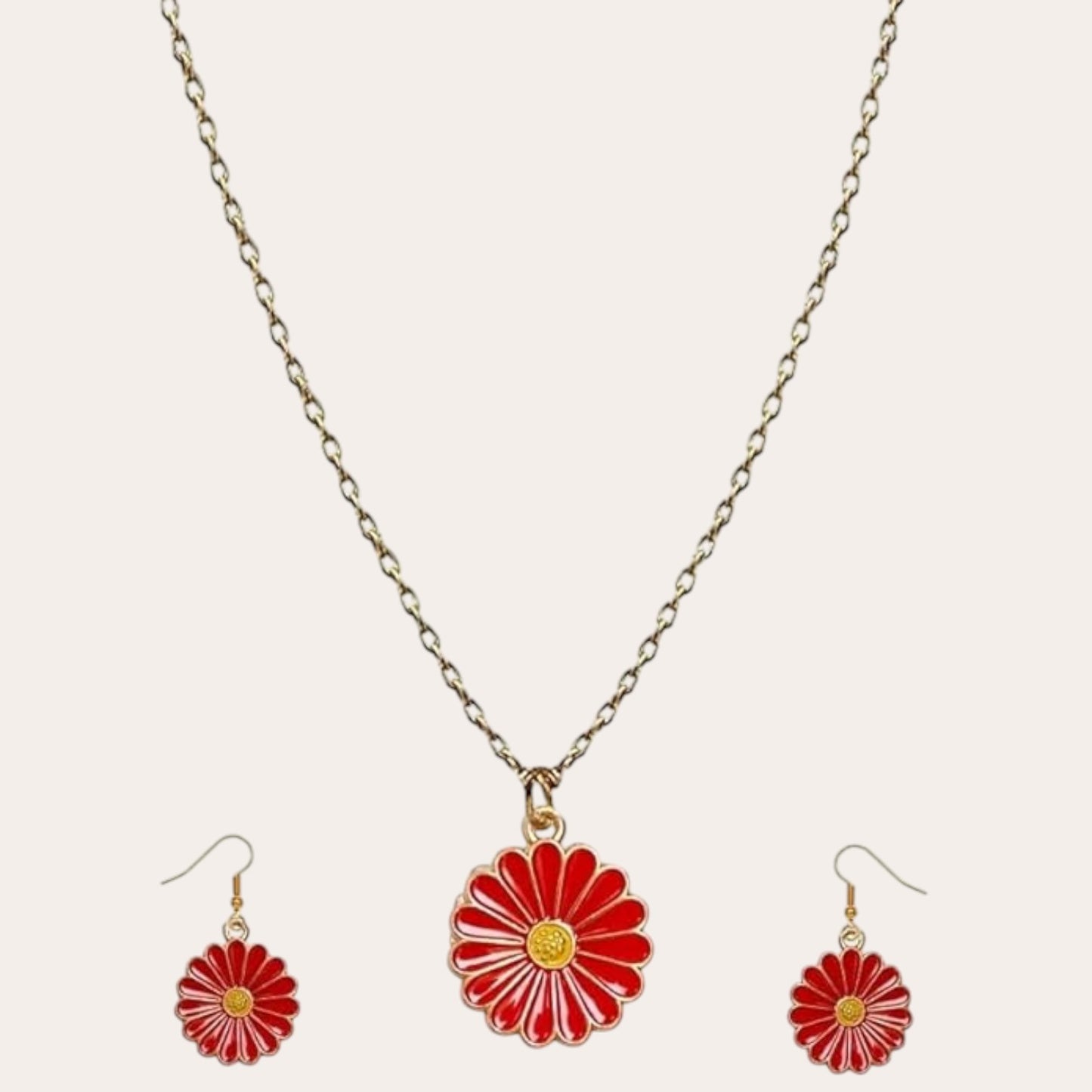 daisy neckless with earring jewellery set