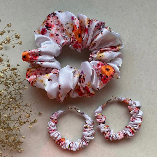 Sunshine & Sapphire Scrunchie Hoop earring set