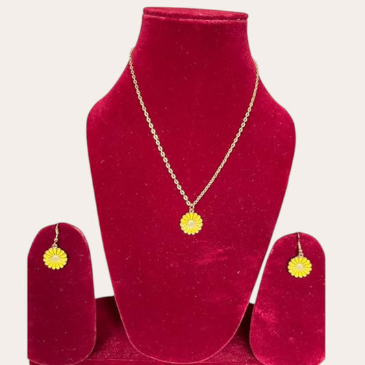 daisy neckless with earring jewellery set