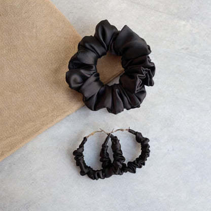 Midnight Velvet Scrunchie Hoop earring set