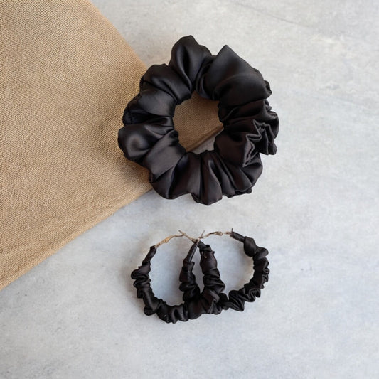 Midnight Velvet Scrunchie Hoop earring set