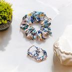 Floral Charm Scrunchie Hoop earring set