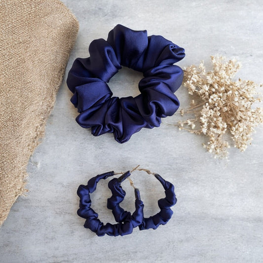 Ocean Breeze Scrunchie Hoop earring set