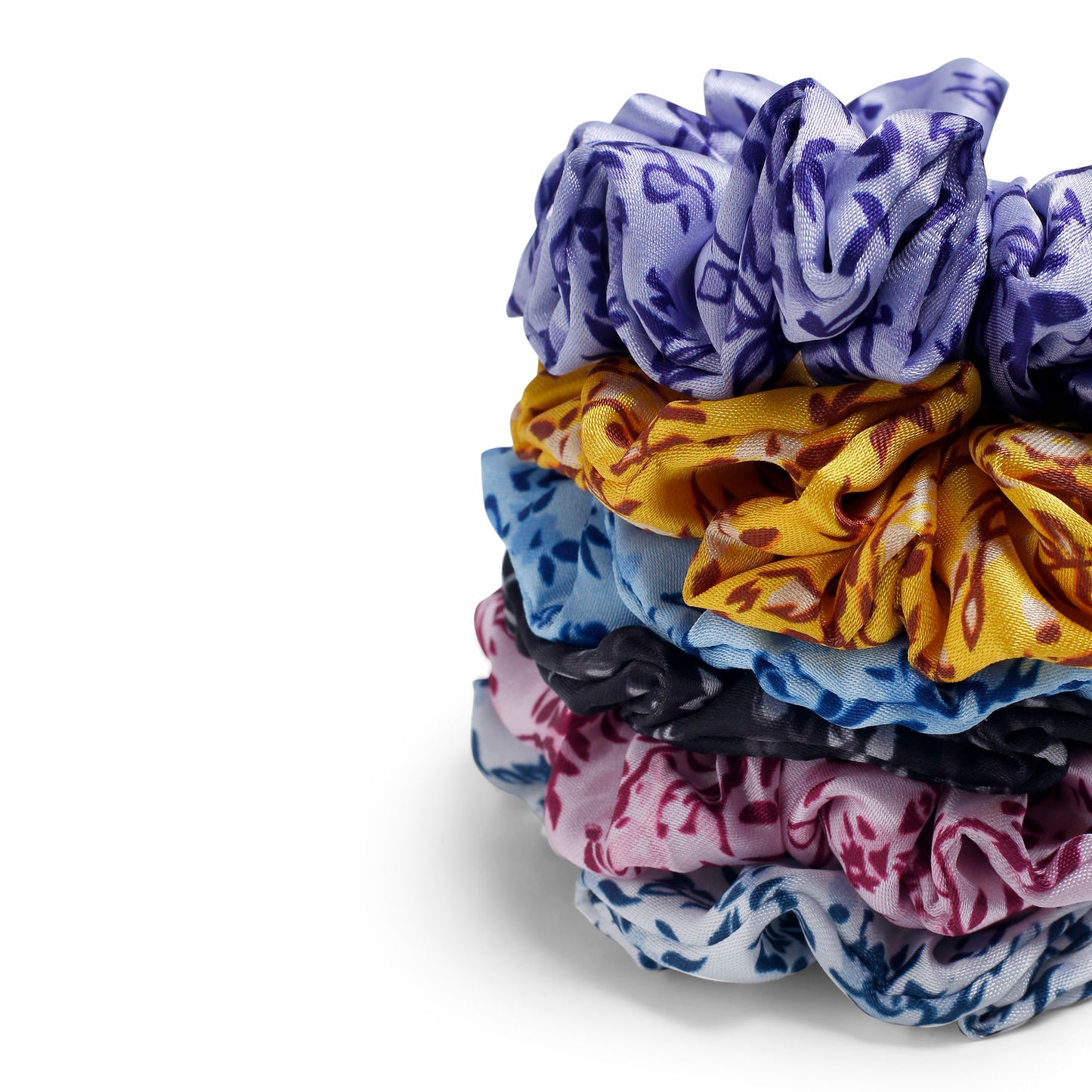 Flower printed Rubber band printed Scrunchies set of 6 pc