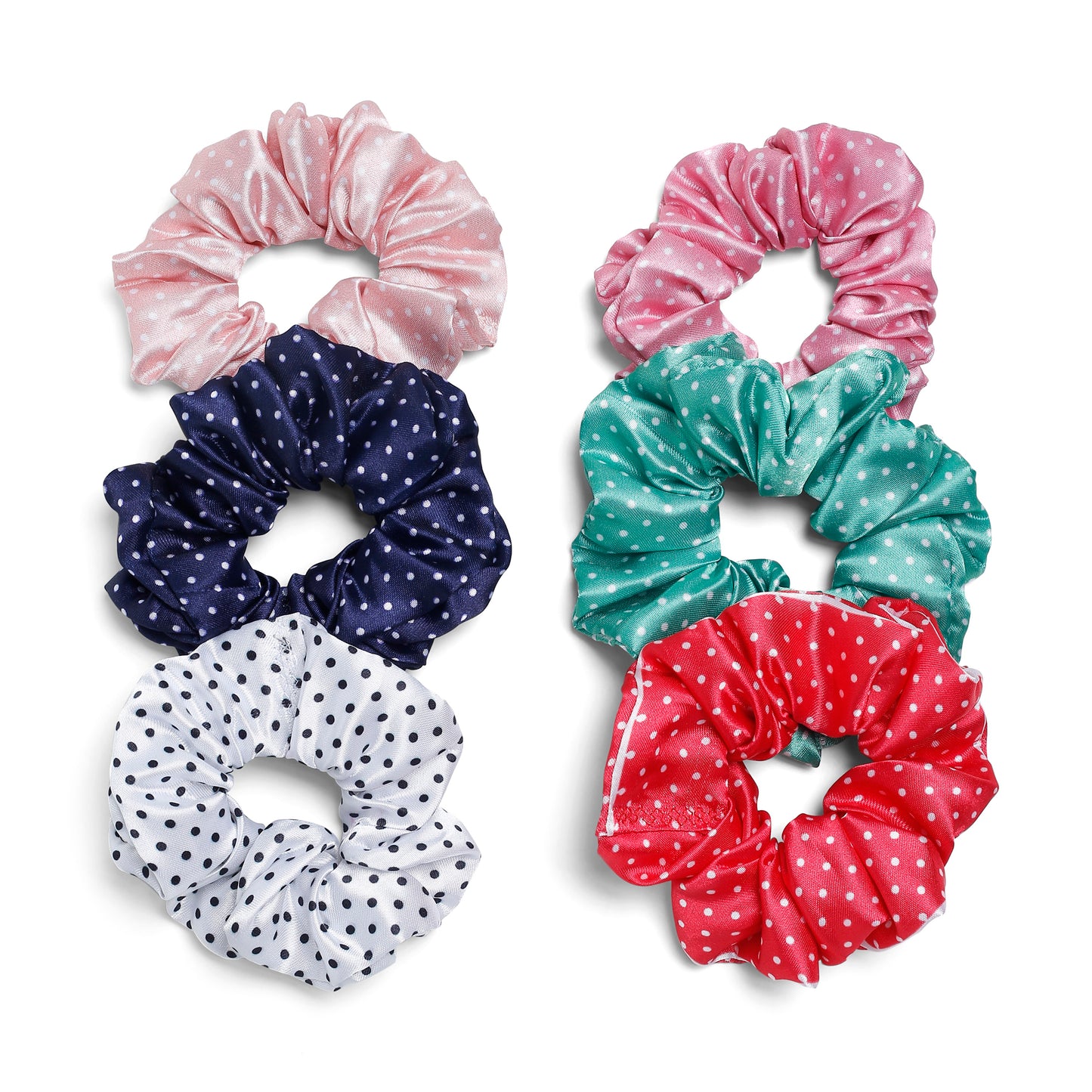 Polka dot printed Rubber band printed Scrunchies set of 6 pc