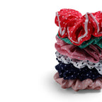 Polka dot printed Rubber band printed Scrunchies set of 6 pc