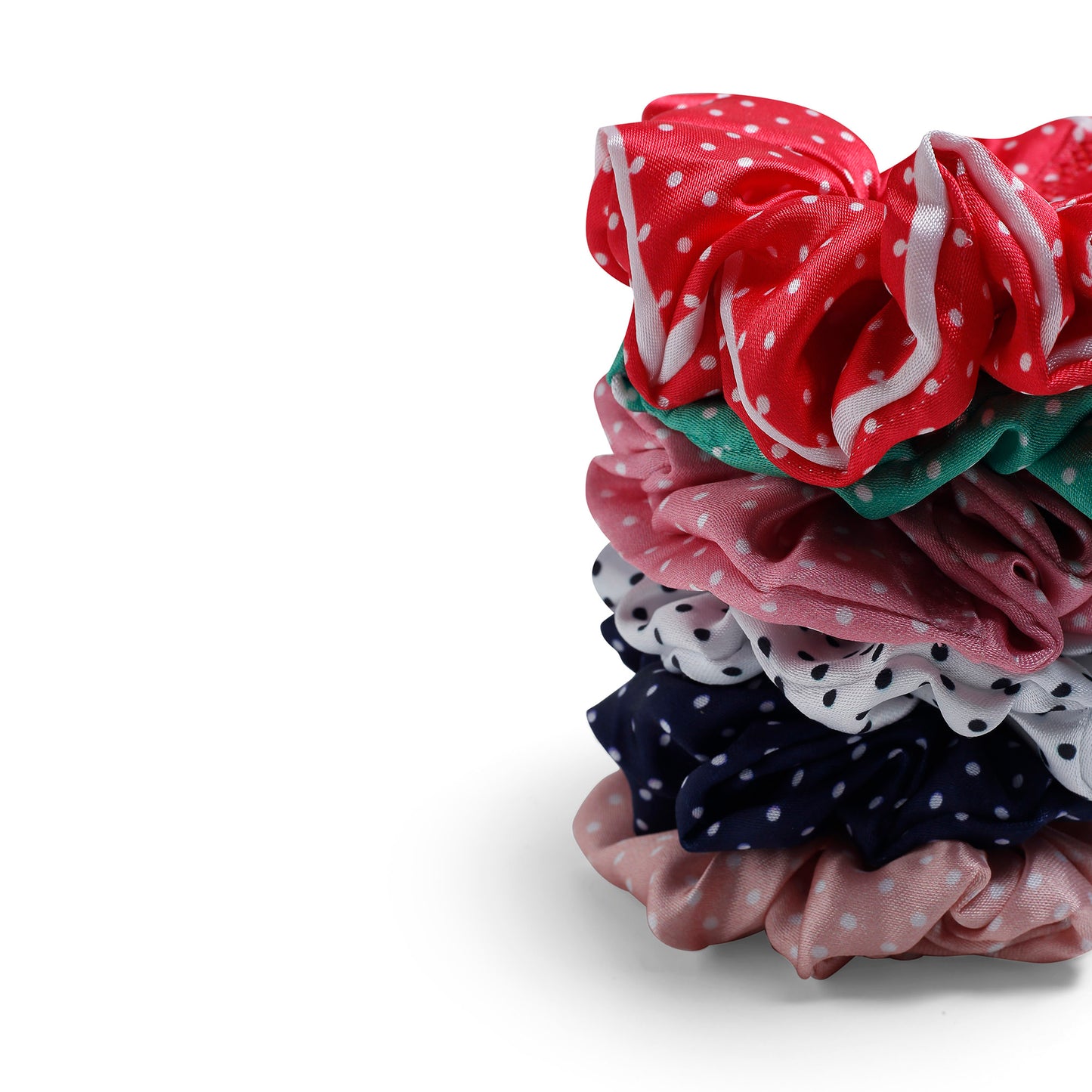 Polka dot printed Rubber band printed Scrunchies set of 6 pc